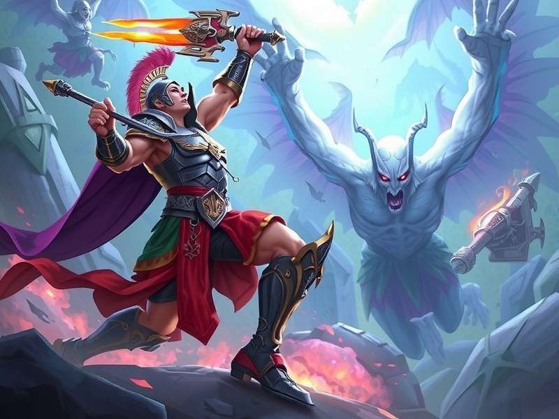 Spectral Pret Gladiator game artwork featuring a warrior battling spectral beings